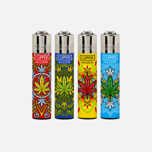 Briquet Clipper Noir Cannabis - High Mandalas 2 - CBD Shop - Boutique CBD France - CBD pas cher - Chanvre